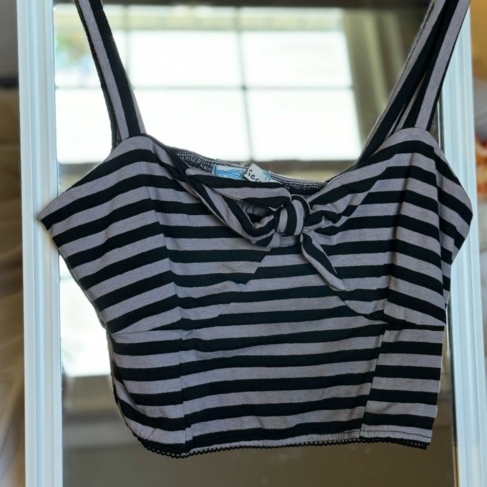 Cecico Purple Stripped Cami Crop Top